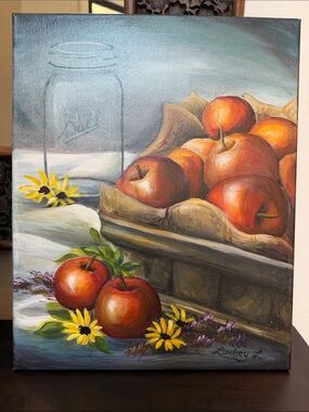 Signed painting on canvas 20x16” Earthy Colors